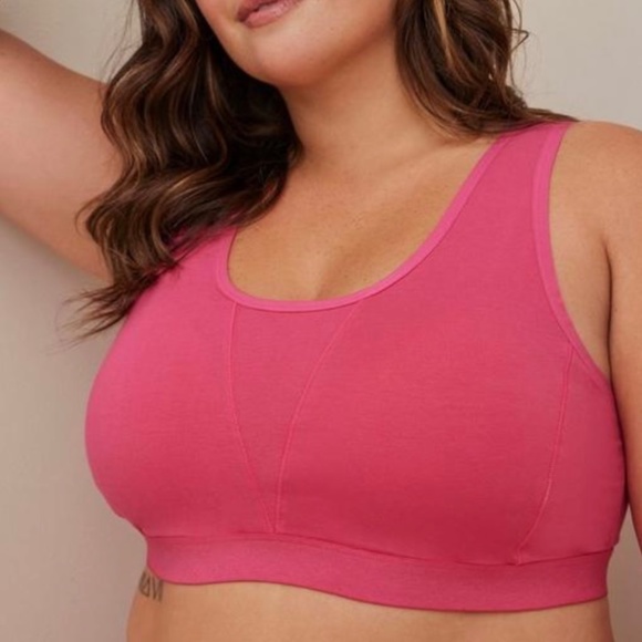 Torrid Women's Plus Size Pink Unlined Cotton Seamed Scoop Bralette Size 1X - Picture 3 of 8